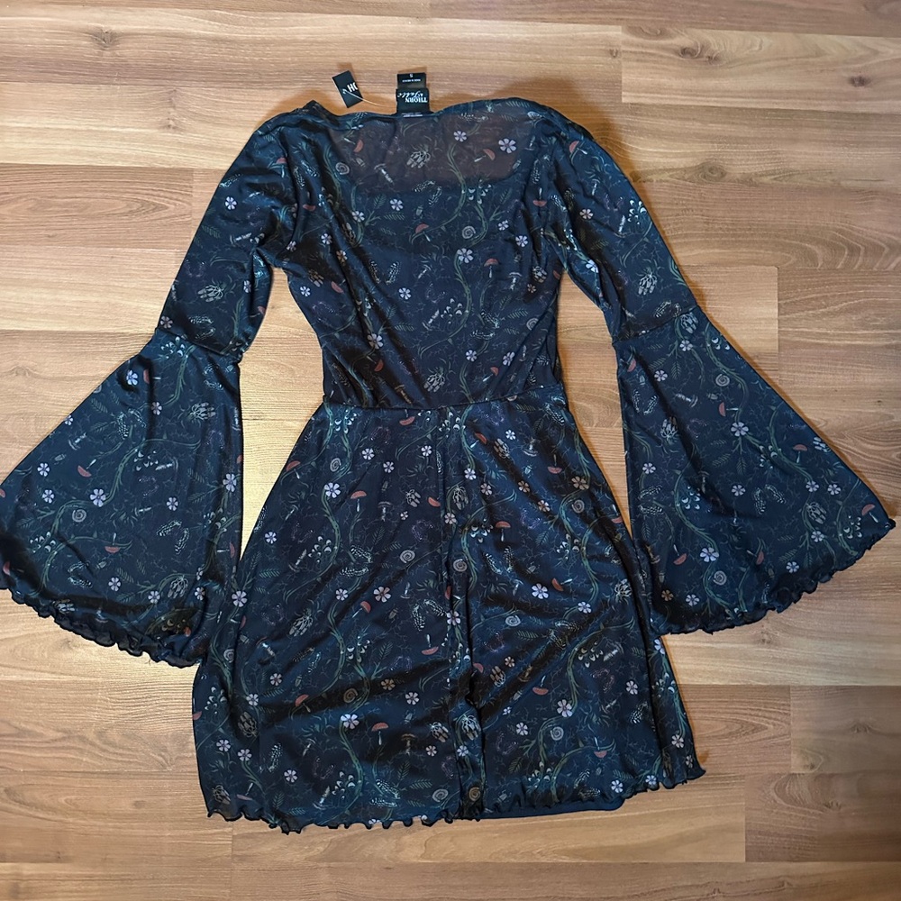 Thorn & Fable Mushroom Vines Mesh Dress With Bell Sleeves - Picture 8 of 10